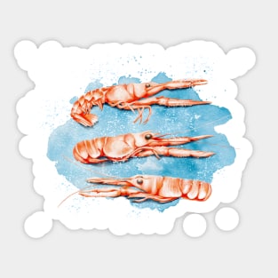 Langoustines -Watercolor food illustration Sticker